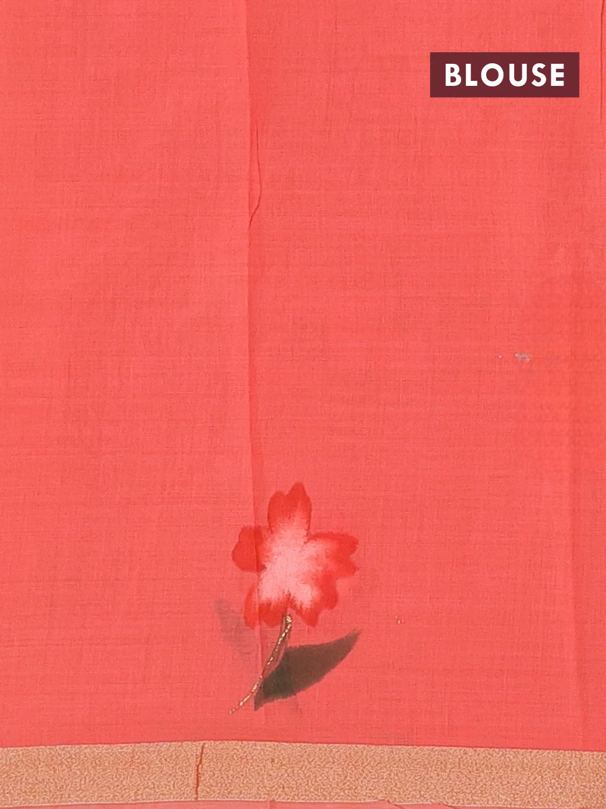 Linen Floral Hand Paint Printed Cotton Saree - Sandal and Peach Shade